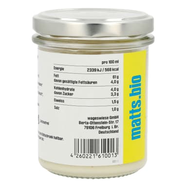 Vegane Mayo 6 x 160 ml Etikett 3