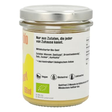 Bio-Mosterd Middelscharp 6 x 160 ml etiket 2